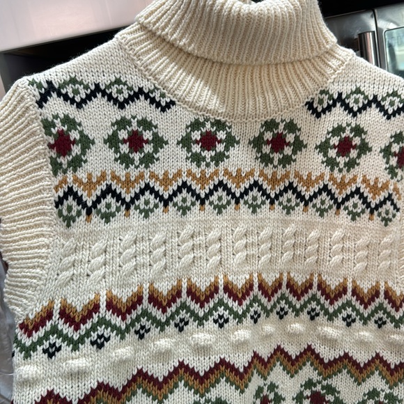🤍VINTAGE PATTERN TURTLENECK KNITTED TOP - Picture 8 of 9